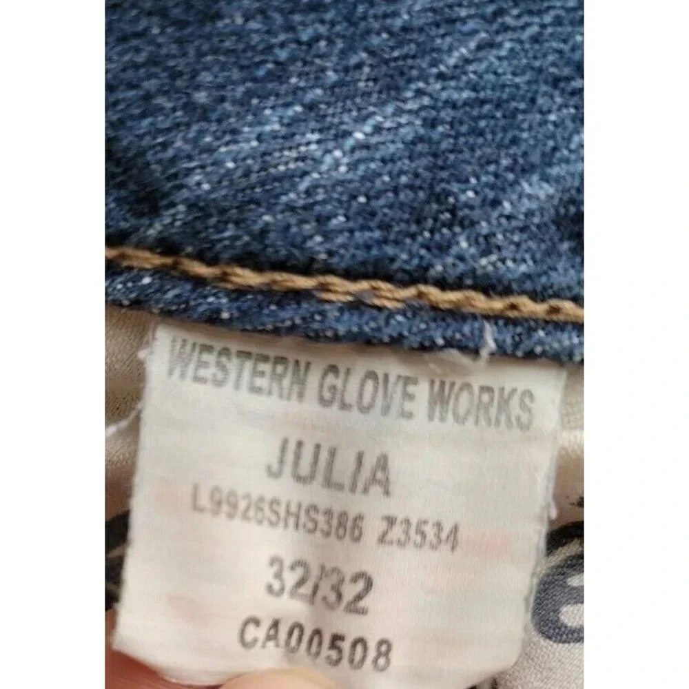 Silver Womens Jeans 34x31 Julia Mid Rise Blue Distressed Stretch Glove Works VTG